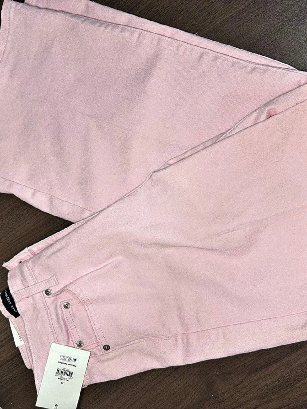 Free Assembly High Rise Cropped Wide Leg Pink Jeans, Size 0